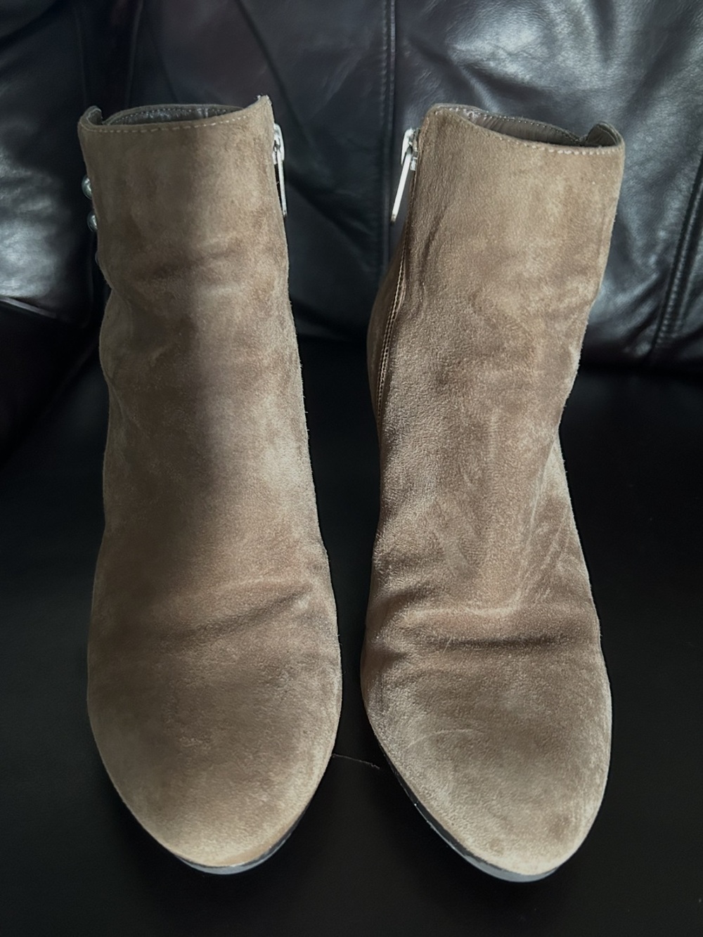 Anne Klein Suede Ankle Boots - Beige